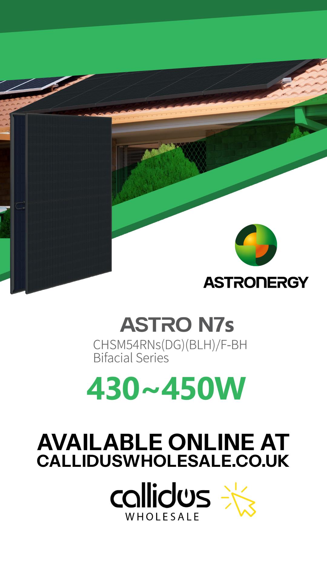 Astroenergy CHSM54RNs(DG) (BLH)/F-BH 440W all black zero busbar N Type modules